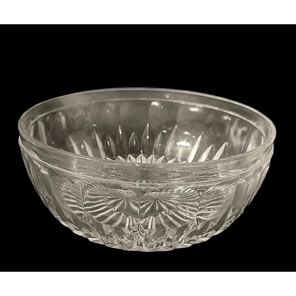 Vintage Modern Cut Glass Bowl 8 3/4" x 3 3/4" Heavy - Picture 4 of 8